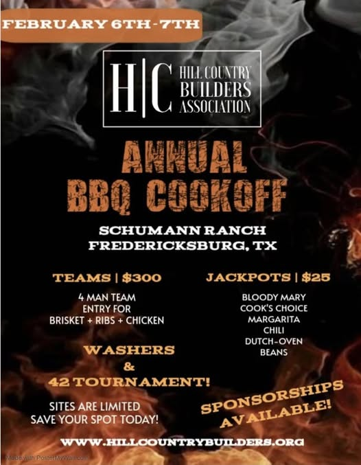 Featured image for the 2026 Hill Country Builders Association BBQ Cook Off in Fredericksburg, Texas